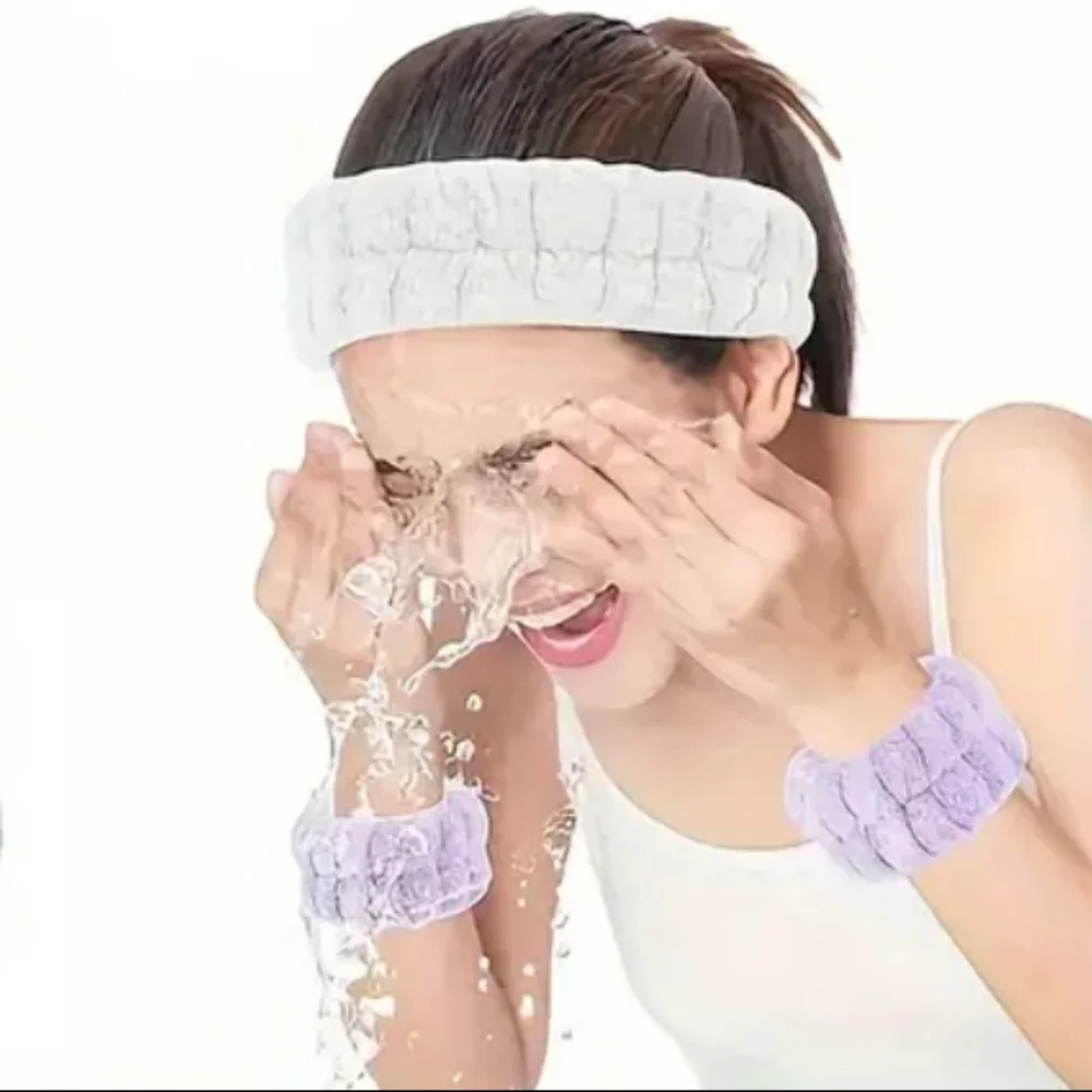 Headband & Wrist Towel Bands for facial cleansing routine!